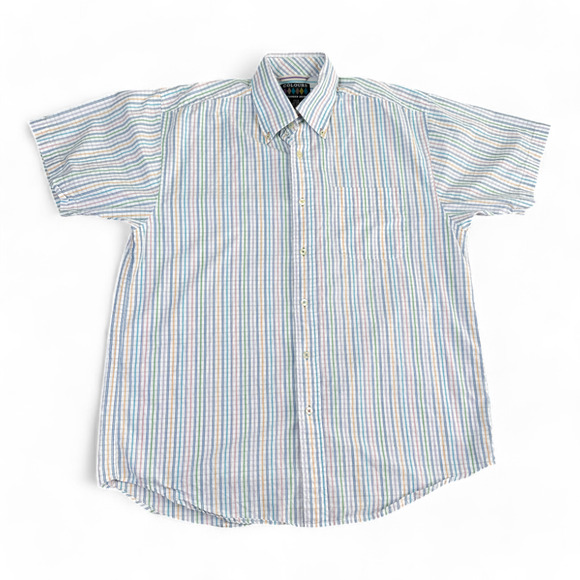 Colours By Alexander Julian Shirt Adult MEDIUM White Purple Pastel Stripes Y2K - Picture 1 of 10